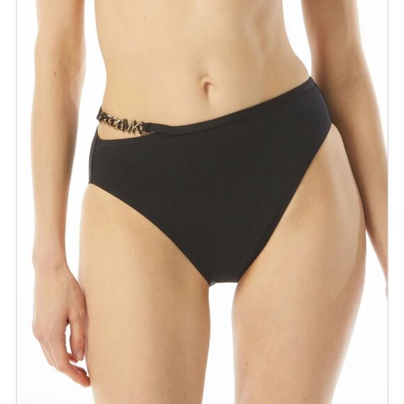 MICHAEL Michael Kors Logo Chain One Shoulder Tankini & Chain High Waist Bikini - Picture 2 of 14